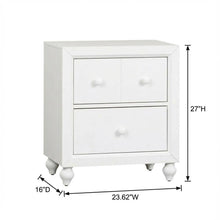 White Cottage Nightstand with Melamine & Rubberwood Frame, Stylish and Durable
