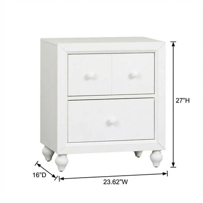 White Cottage Nightstand with Melamine & Rubberwood Frame, Stylish and Durable