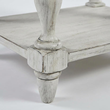 Antique White Bedroom Nightstand with Chestnut Top and Single Drawer