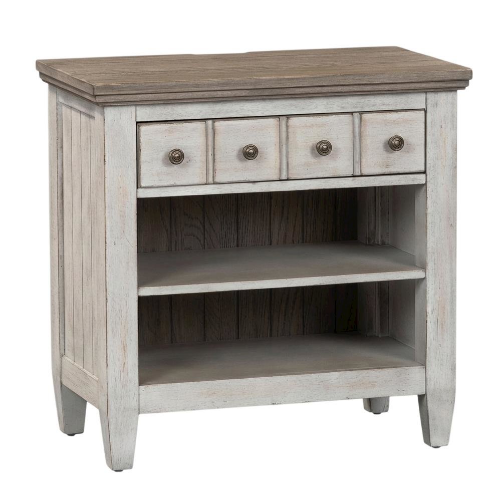 White Nightstand with Charging Station and Farmhouse Style