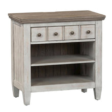 White Nightstand with Charging Station and Farmhouse Style