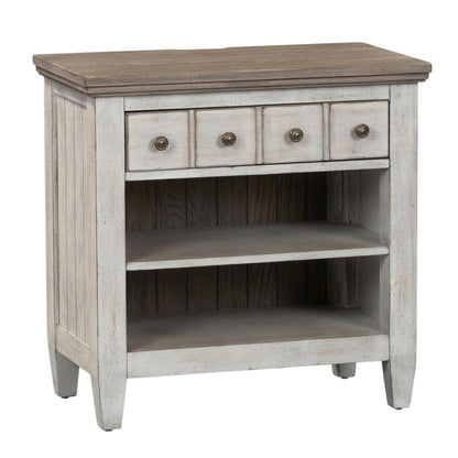White Nightstand with Charging Station and Farmhouse Style