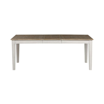 Summerville Rectangular Leg Table in Soft White Wash w/ Wirebrushed Gray Top