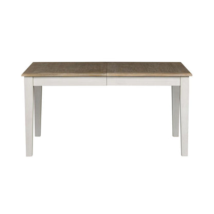 Summerville Rectangular Leg Table in Soft White Wash w/ Wirebrushed Gray Top