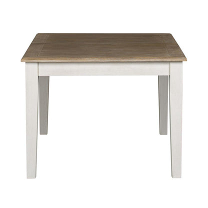 Summerville Rectangular Leg Table in Soft White Wash w/ Wirebrushed Gray Top