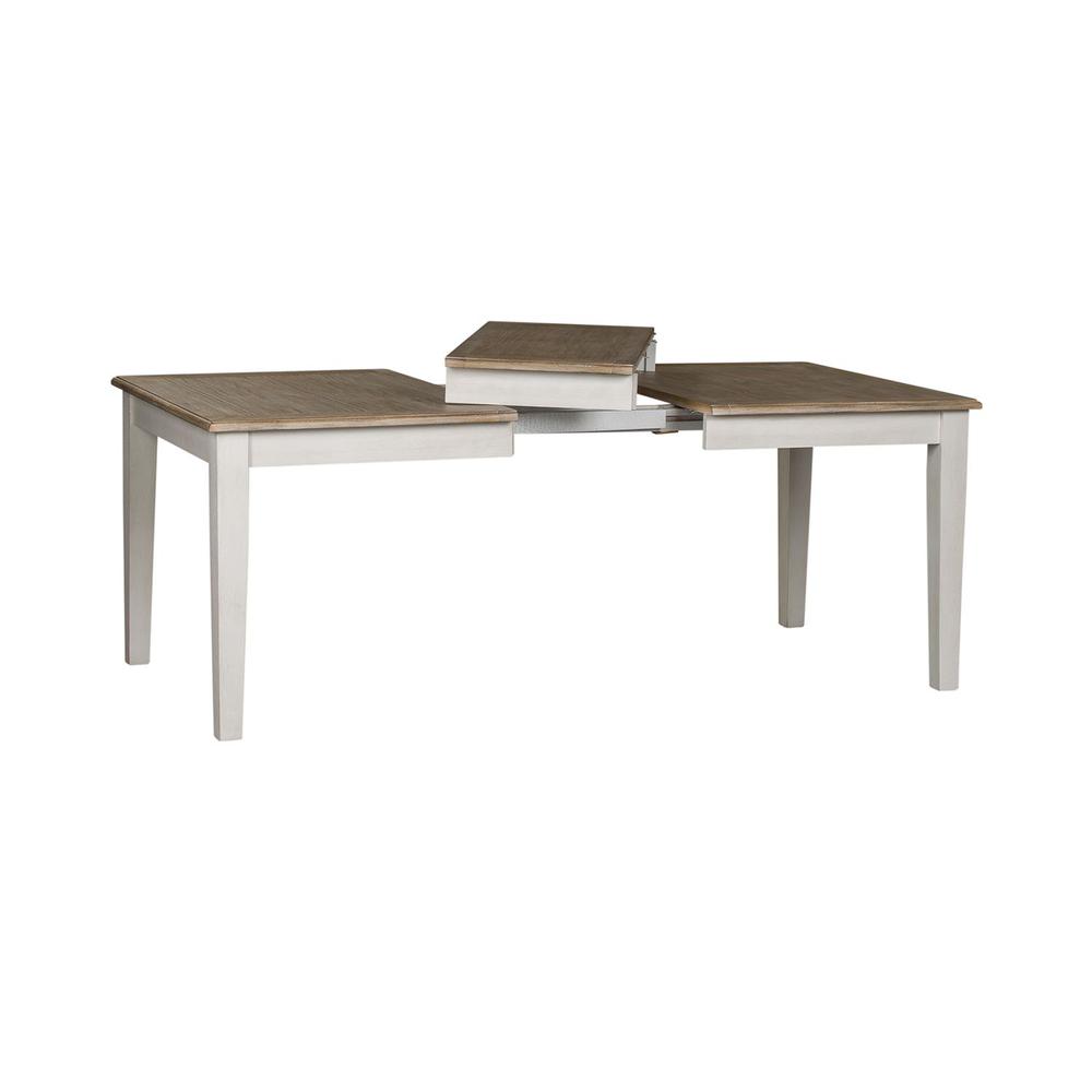 Summerville Rectangular Leg Table in Soft White Wash w/ Wirebrushed Gray Top