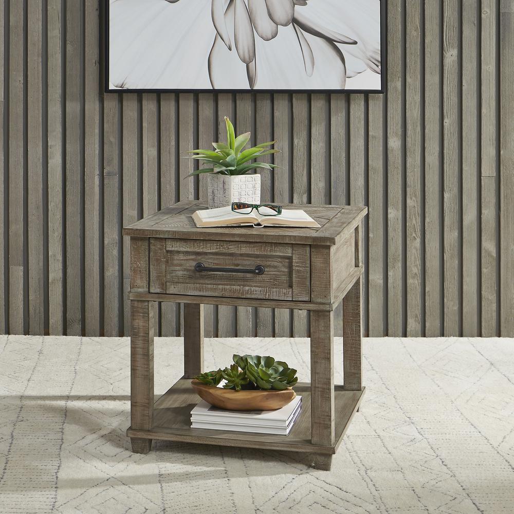 Parkland Falls Rectangular End Table in Weathered Taupe