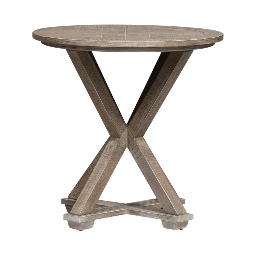 Parkland Falls Round End Table in Weathered Taupe
