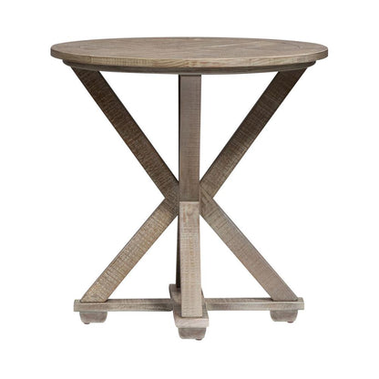 Parkland Falls Round End Table in Weathered Taupe