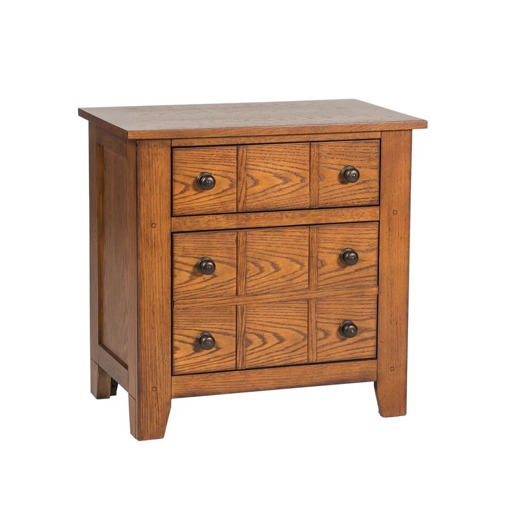 Grandpas Cabin Night Stand in Aged Oak