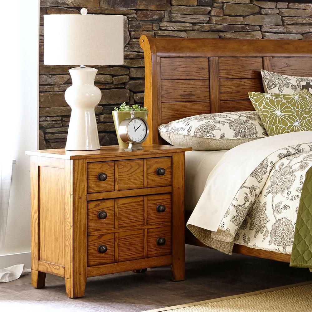 Grandpas Cabin Night Stand in Aged Oak