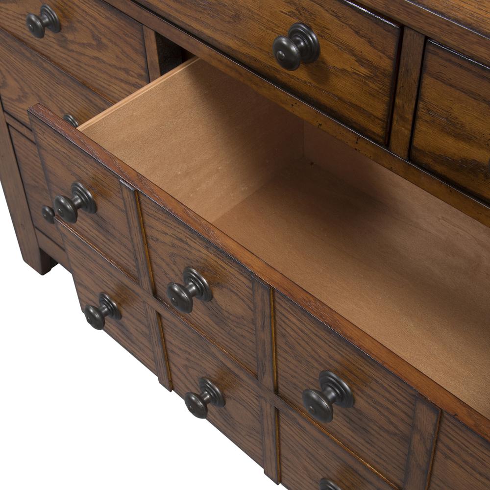 Grandpas Cabin Dresser & Mirror in Aged Oak