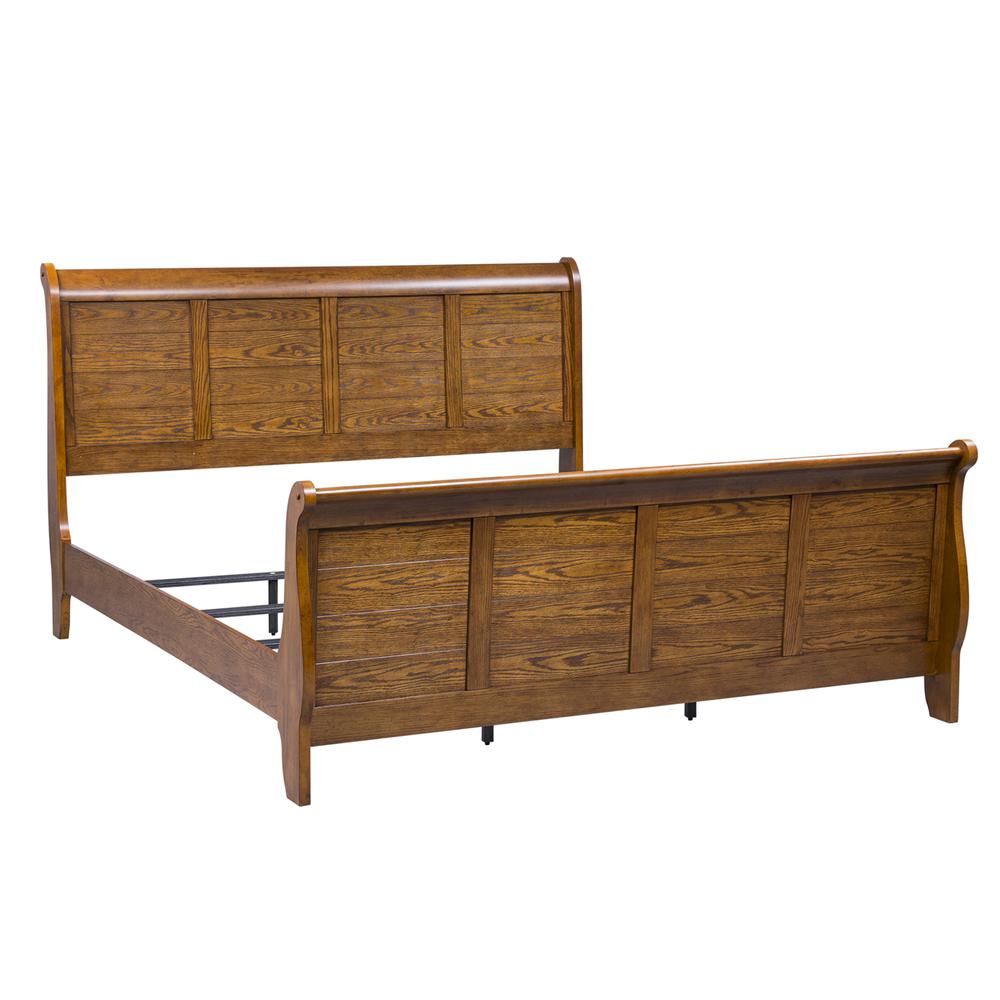 Grandpas Cabin King Sleigh Bed in Aged Oak