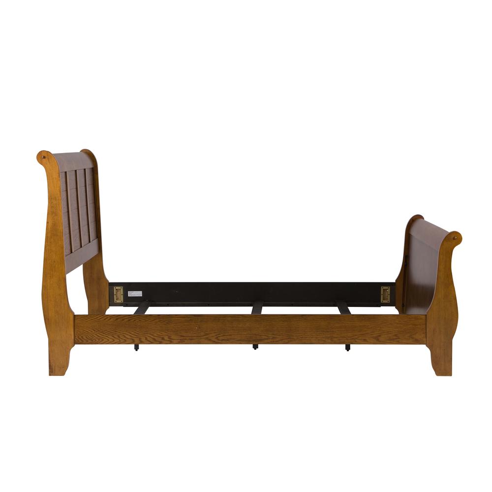 Grandpas Cabin Queen Sleigh Bed in Aged Oak