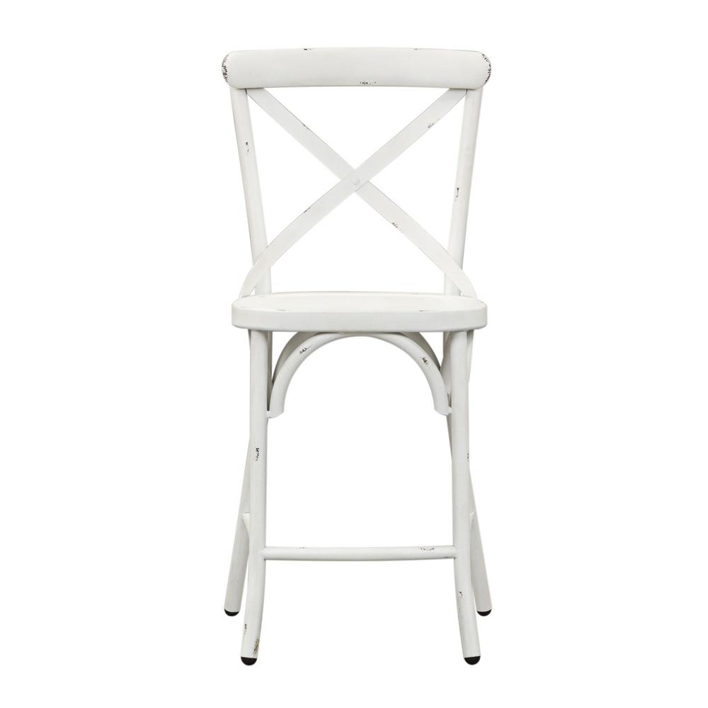 Vintage Series X Back Counter Chair - Antique White in Distressed Metal