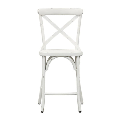 Vintage Series X Back Counter Chair - Antique White in Distressed Metal