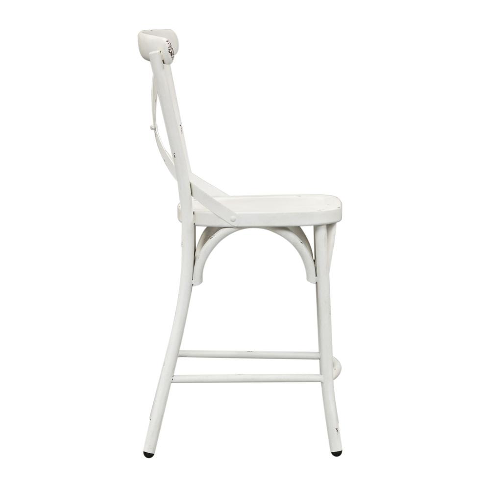 Vintage Series X Back Counter Chair - Antique White in Distressed Metal