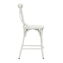 Vintage Series X Back Counter Chair - Antique White in Distressed Metal