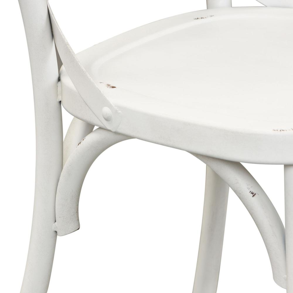 Vintage Series X Back Counter Chair - Antique White in Distressed Metal