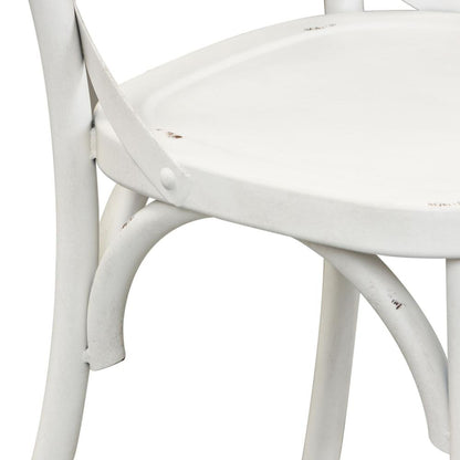 Vintage Series X Back Counter Chair - Antique White in Distressed Metal