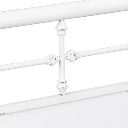Vintage Series Twin Metal Bed - Antique White in Distressed Metal