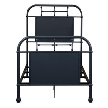 Vintage Series Twin Metal Bed - Navy in Distressed Metal