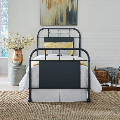 Vintage Series Twin Metal Bed - Navy in Distressed Metal