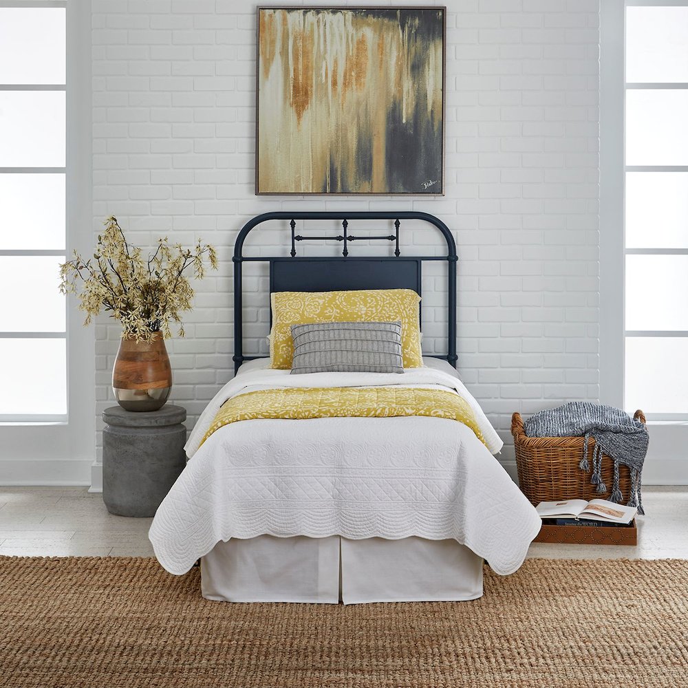 Vintage Series Twin Metal Headboard - Navy in Distressed Metal