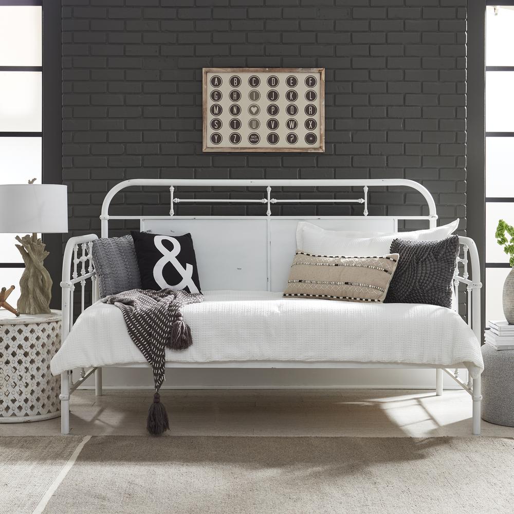 Vintage Series Twin Metal Day Bed - Antique White in Distressed Metal
