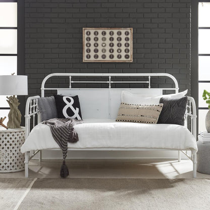 Vintage Series Twin Metal Day Bed - Antique White in Distressed Metal