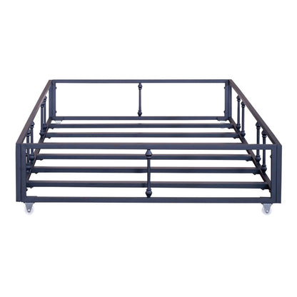 Vintage Series Twin Metal Trundle with Casters - Navy Distressed Metal