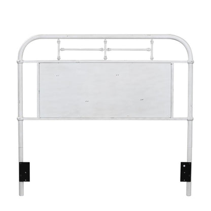 Vintage Series Queen Metal Headboard - Antique White in Distressed Metal