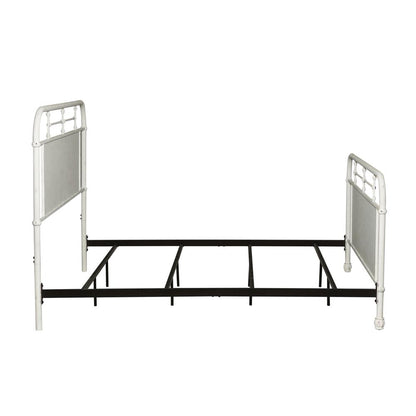 Vintage Series Queen Metal Bed - Antique White in Distressed Metal