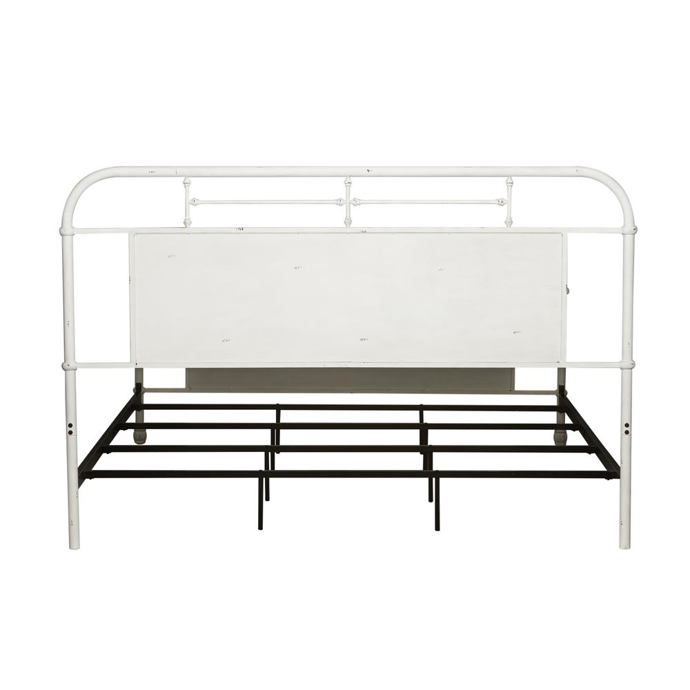 Vintage Series Queen Metal Bed - Antique White in Distressed Metal