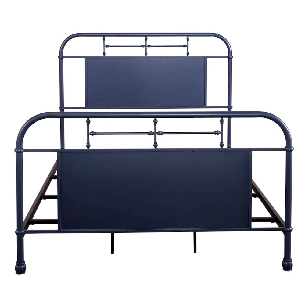 Vintage Series Queen Metal Bed- Navy in Distressed Metal