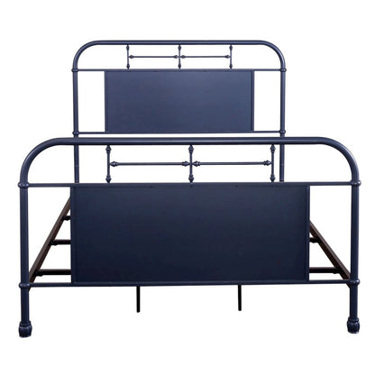 Vintage Series Queen Metal Bed- Navy in Distressed Metal