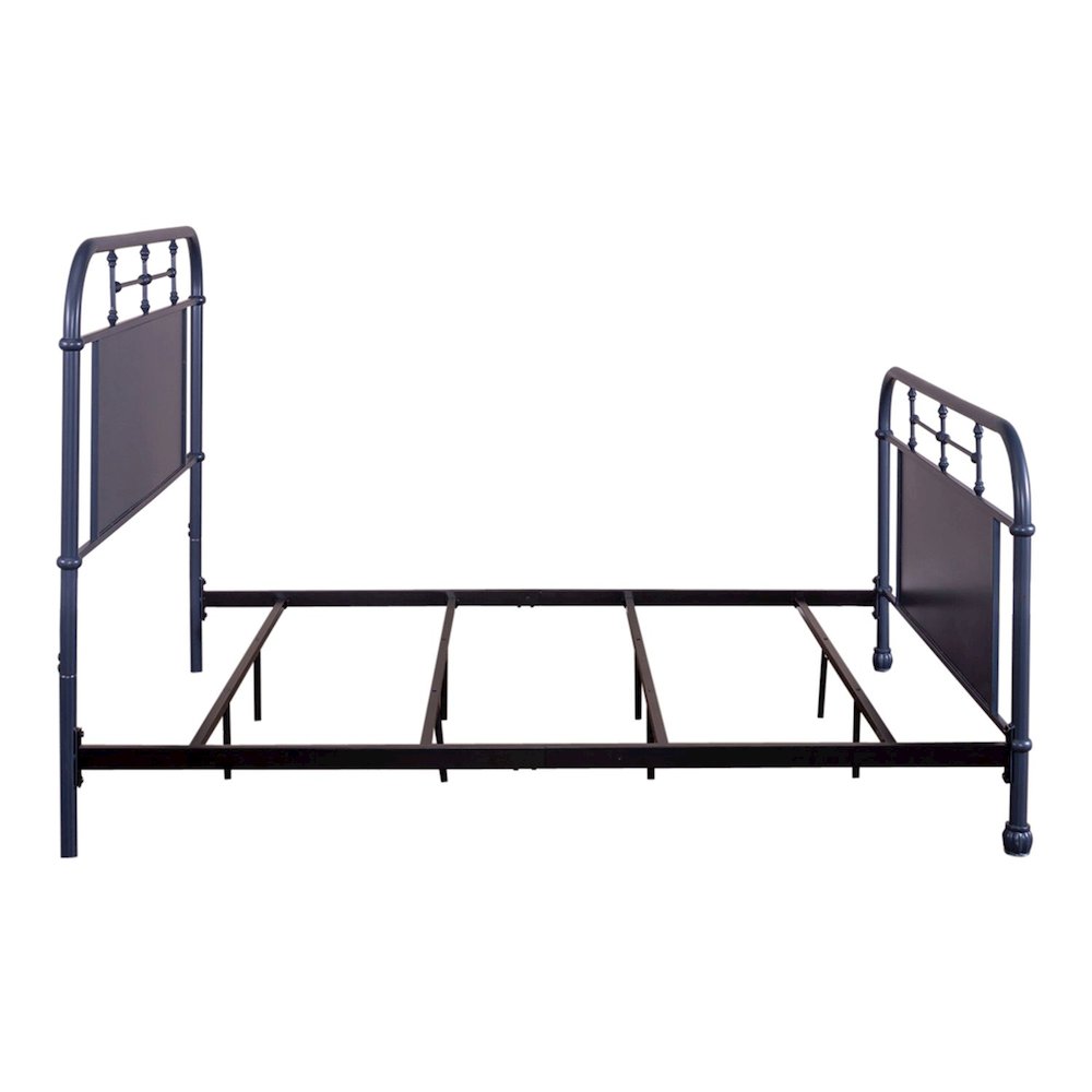 Vintage Series Queen Metal Bed- Navy in Distressed Metal