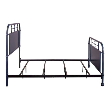Vintage Series Queen Metal Bed- Navy in Distressed Metal