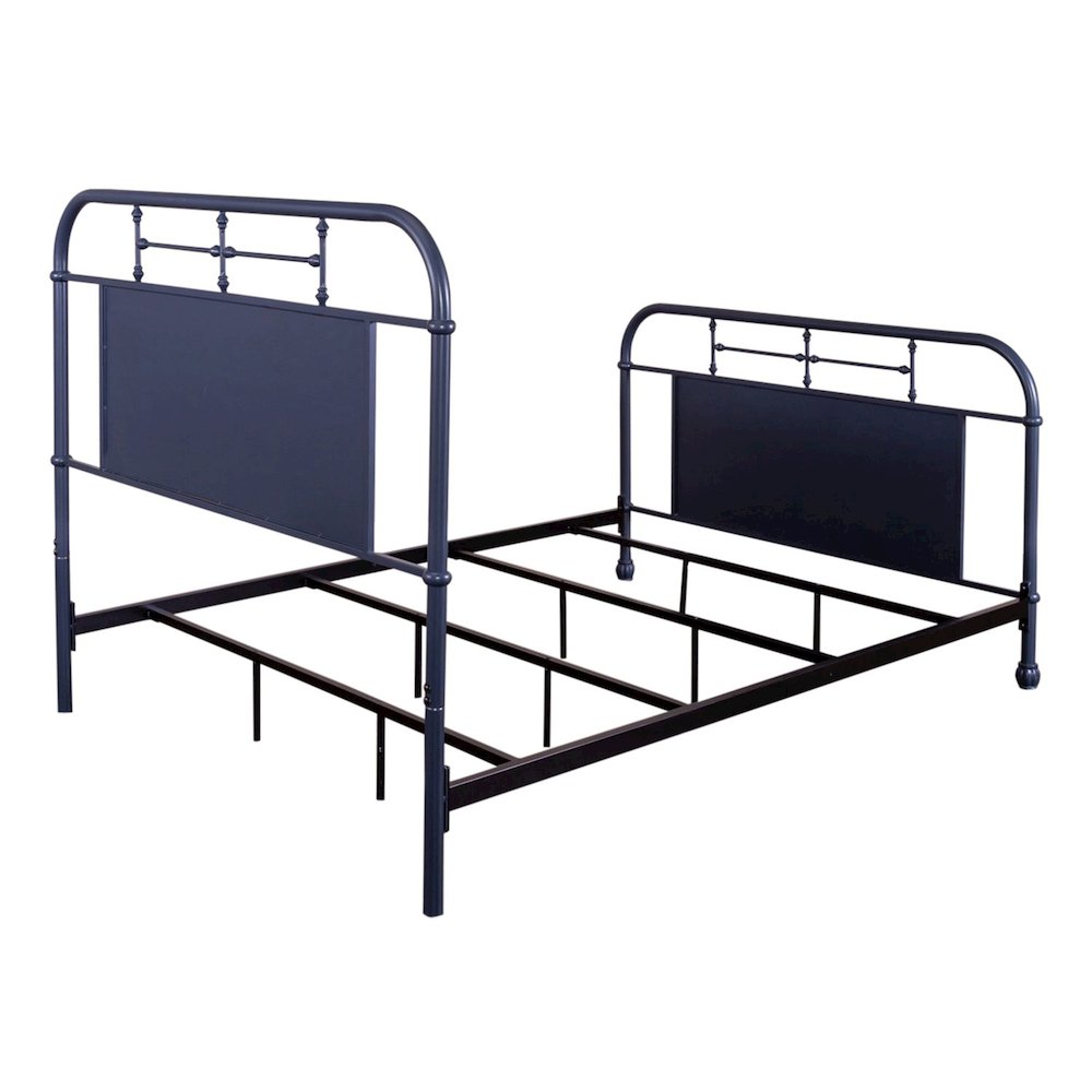 Vintage Series Queen Metal Bed- Navy in Distressed Metal