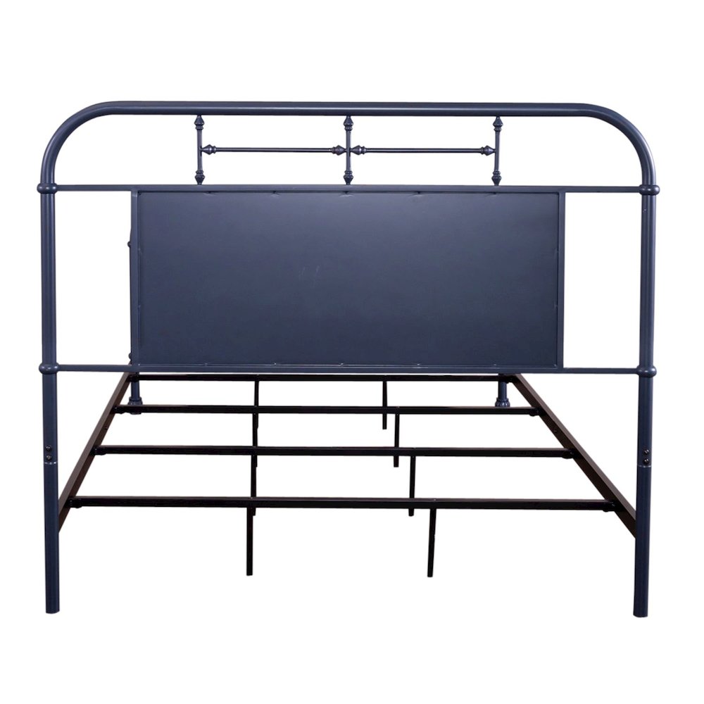 Vintage Series Queen Metal Bed- Navy in Distressed Metal