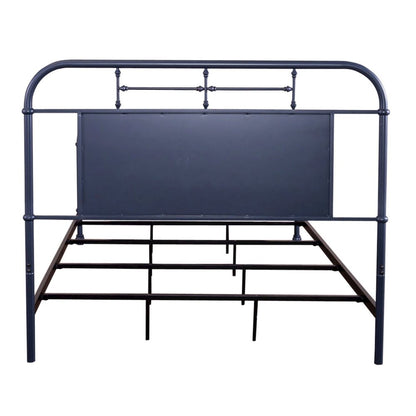 Vintage Series Queen Metal Bed- Navy in Distressed Metal