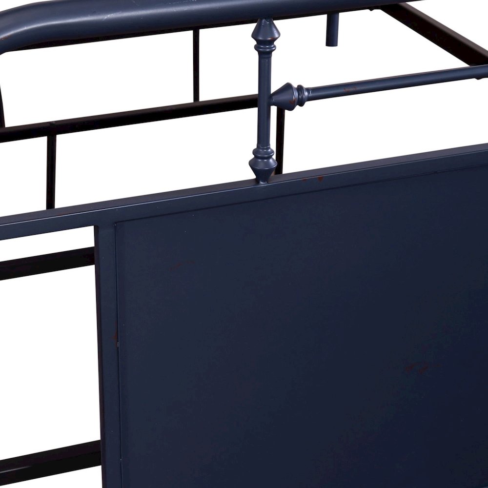 Vintage Series Queen Metal Bed- Navy in Distressed Metal