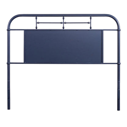 Vintage Series Queen Metal Headboard - Navy in Distressed Metal