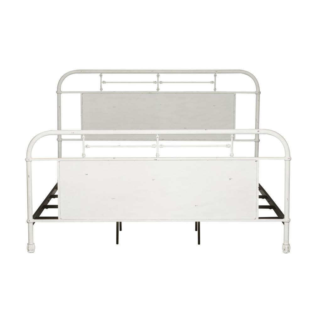 Vintage Series King Metal Bed - Antique White in Distressed Metal