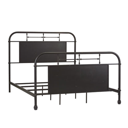 Vintage Series King Metal Bed - Black in Distressed Metal