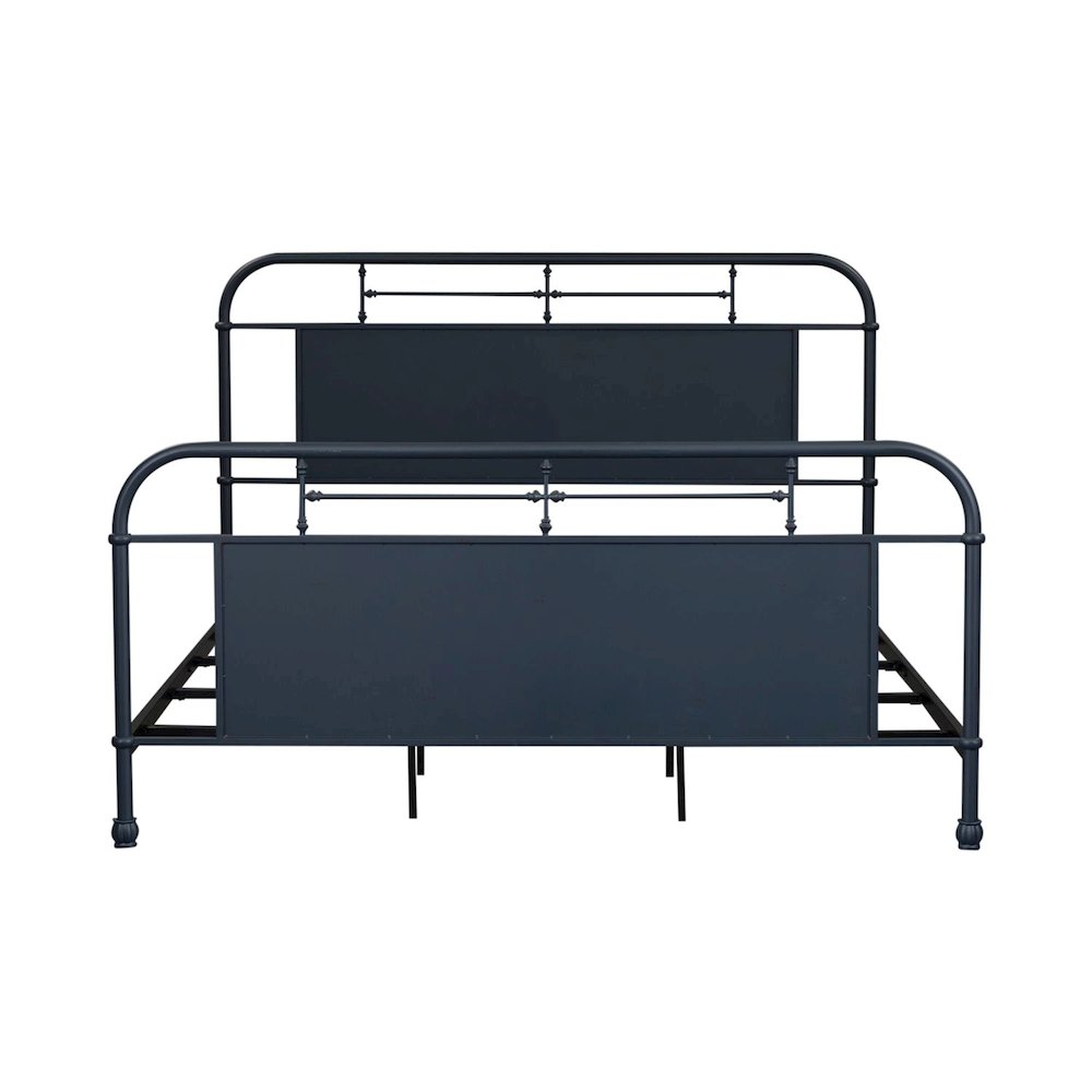 Vintage Series King Metal Bed- Navy in Distressed Metal