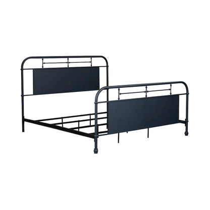 Vintage Series King Metal Bed- Navy in Distressed Metal