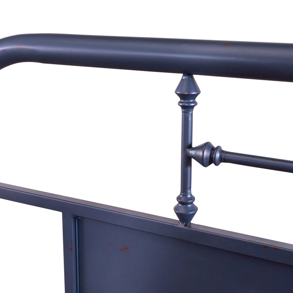 Vintage Series King Metal Headboard - Navy in Distressed Metal