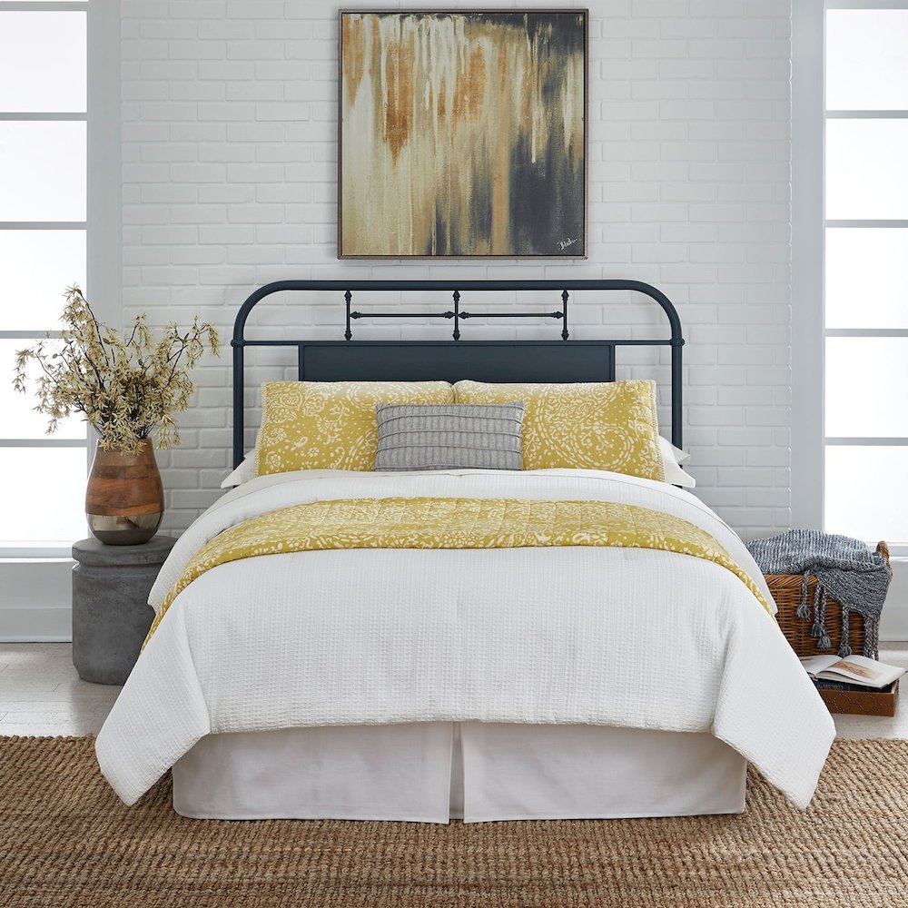 Vintage Series King Metal Headboard - Navy in Distressed Metal