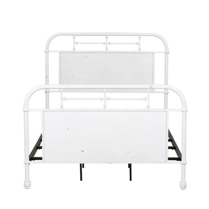 Vintage Series Full Metal Bed - Antique White in Distressed Metal